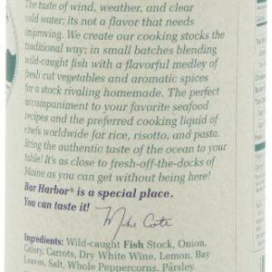 Bar Harbor Fish Stock - Maine Seafood Essence, Gluten-Free, All-Natural Ingredients - Ideal for Soups, Stews, and Seafood Dishes - 15 oz Can (Pack of 6)