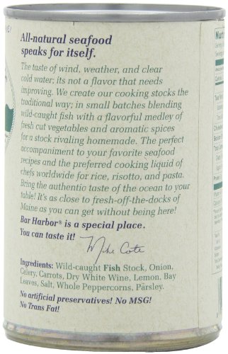 Bar Harbor Fish Stock - Maine Seafood Essence, Gluten-Free, All-Natural Ingredients - Ideal for Soups, Stews, and Seafood Dishes - 15 oz Can (Pack of 6)