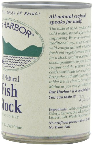 Bar Harbor Fish Stock - Maine Seafood Essence, Gluten-Free, All-Natural Ingredients - Ideal for Soups, Stews, and Seafood Dishes - 15 oz Can (Pack of 6)