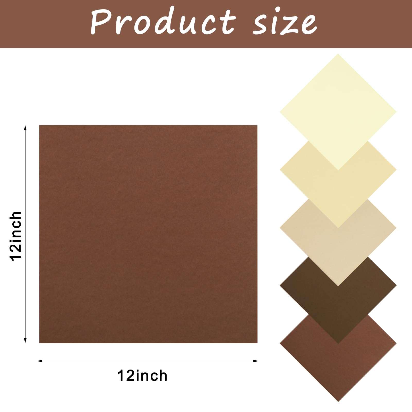 Whaline 50 Sheets 12 x 12 Inch Assorted Brown Colored Card Stock Paper 5 Earth Tones Colors Solid Core Scrapbook Paper for DIY Boho Arts Crafts Making Supplies, 65lb