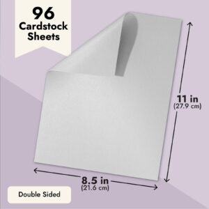 Best Paper Greetings 96 Sheet Silver Shimmer Metallic Cardstock, Double-Sided Paper for Scrapbooking, DIY Projects (8.5x11 In, 250 gsm)