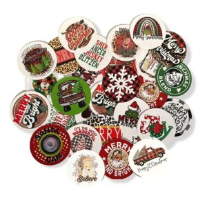 Christmas Freshie Round CardStock 2.5" inches | 32 pk | Mixed Holiday Card stock cut out circles Supplies for Scented Aroma Beads Circle Molds Car Candle Random