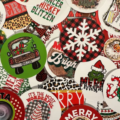 Christmas Freshie Round CardStock 2.5" inches | 32 pk | Mixed Holiday Card stock cut out circles Supplies for Scented Aroma Beads Circle Molds Car Candle Random