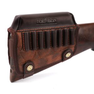 tourbon leather buttstock cheek rest with rifle shell holder - right handed (pu leather)