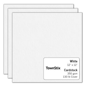 130 lb Cover (350 gsm), Extra Heavy White Cardstock - 12" x 12", 20 Sheets