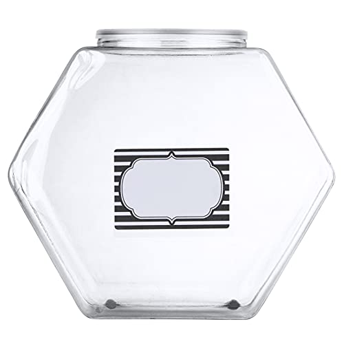 197-Ounce Plastic Jars with Lid (2 Count) - Wide Mouth Hexagon Cookie Jars - Reusable & Recyclable - Shatterproof Jars - Clear Plastic Jars for Cookies, Candy, Laundry Detergent Pods - Stock Your Home