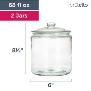 Crutello 2pc 68 Oz Apothecary Jars for Kitchen Storage - Glass Food Storage Jars with Airtight Lids - Perfect for Flour, Sugar, Coffee, Cookies - A Family-Owned American Brand