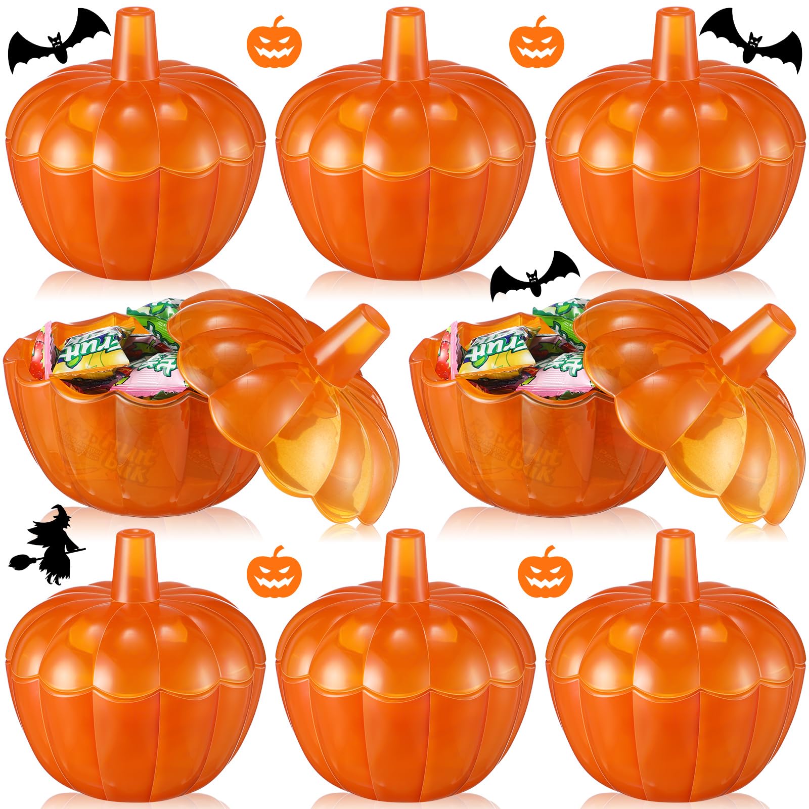 Tanlade Glass Pumpkin Candy Jar Fall Thanksgiving Pumpkin Jar with Cover Target Halloween Candy Bowl Pumpkin Jars with Lids Glass Candy Dish with Lid for Home Party Decoration(4 Pcs)