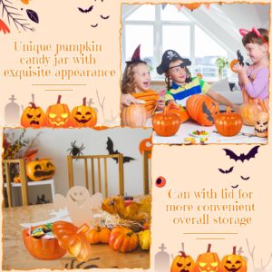 Tanlade Glass Pumpkin Candy Jar Fall Thanksgiving Pumpkin Jar with Cover Target Halloween Candy Bowl Pumpkin Jars with Lids Glass Candy Dish with Lid for Home Party Decoration(4 Pcs)