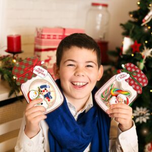 Giiffu 48 Pack Christmas Cards for Kids, Mason Jar Merry Christmas Greeting Cards, DIY Funny Christmas Gifts for School Classroom Exchange Xmas Party Favors(Candy Not Included)