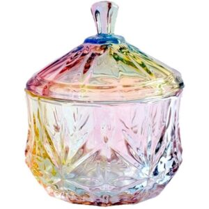 socosy royal embossed glass apothecary jar with lid, candy jar containers wedding candy buffet jar crystal jewelry box food jar 9 oz