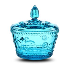 MASSJOY European Retro Nostalgic Three-Dimensional Relief Color Glass Jar Candy Jar Seasoning Jar With Lid