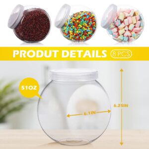 Sunnyray 8 Pcs 51 oz Plastic Candy Jars with Lids Plastic Candy Jars for Candy Buffet Clear Candy Dishes with Lids Candy Buffet Containers Set Plastic Cookie Jar Candy Holder for Party Table Kitchen