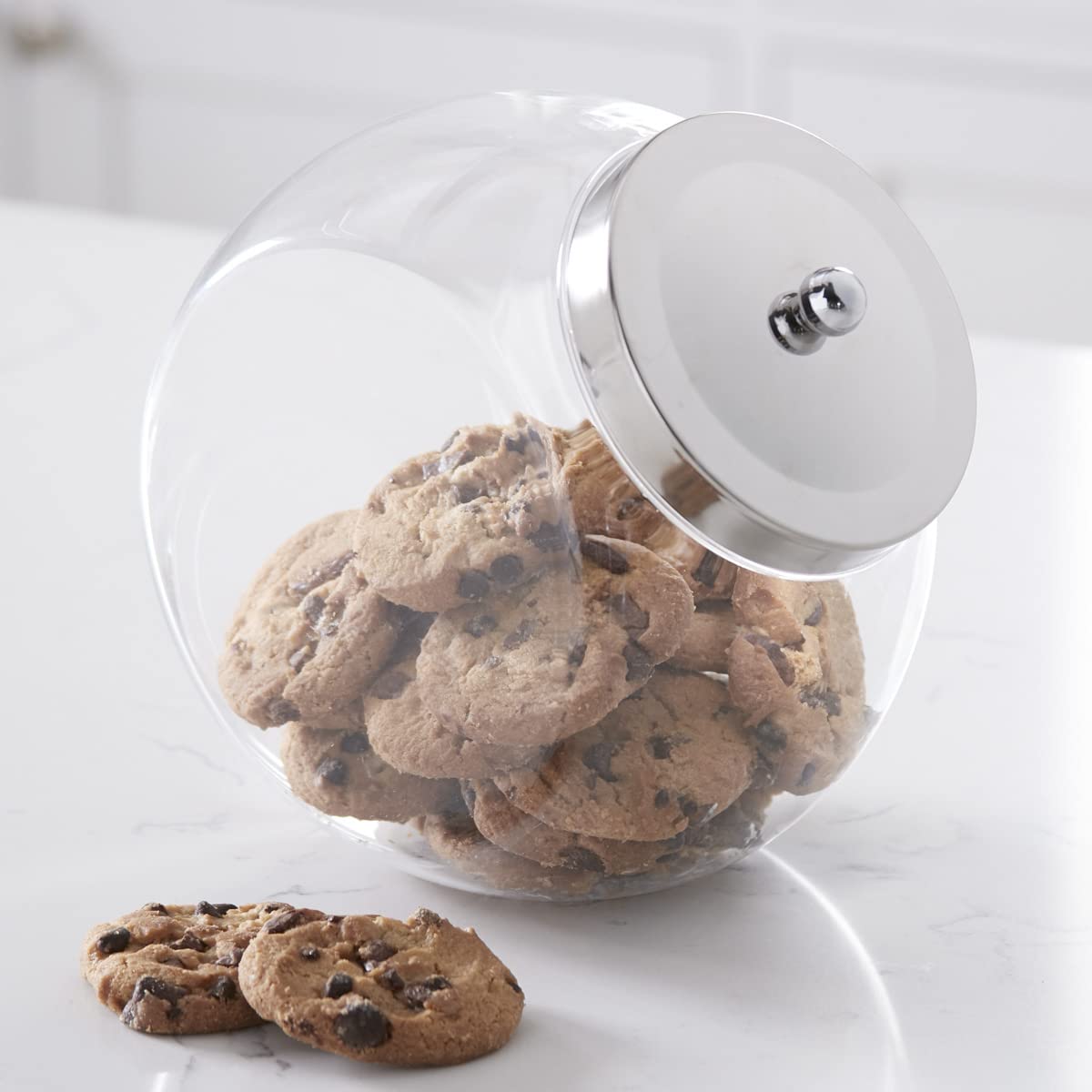 Huang Acrylic Clear Penny Jar with Lid | Store Cookies, Candy, Snacks, and Treats | Perfect for Kitchen or Office Counter Top Storage | 42oz Capacity