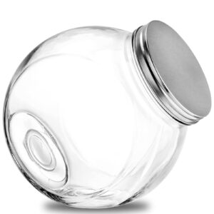 nicunom 1-gallon penny candy glass jar with lid, large clear canister container jar, snacks cookie jar for kitchen counter, bpa-free wide mouth glass jar for storing and canning uses, clear