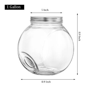 Nicunom 1-Gallon Penny Candy Glass Jar with Lid, Large Clear Canister Container Jar, Snacks Cookie Jar for Kitchen Counter, BPA-Free Wide Mouth Glass Jar for Storing and Canning Uses, Clear