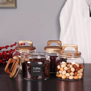 SAIOOL Glass Jars with Airtight Lid [Set of 4],Kitchen Canisters, Borosilicate Glass Storage Containers,Retro Design, Glass jars for Candy,Cookie,Rice,Sugar,Flour, Flour,Pasta,Nuts and Spice Jars