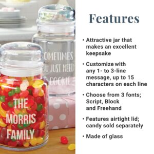 Let's Make Memories Personalized Variety Glass Candy Jars - Any Message Design, Freehand Font