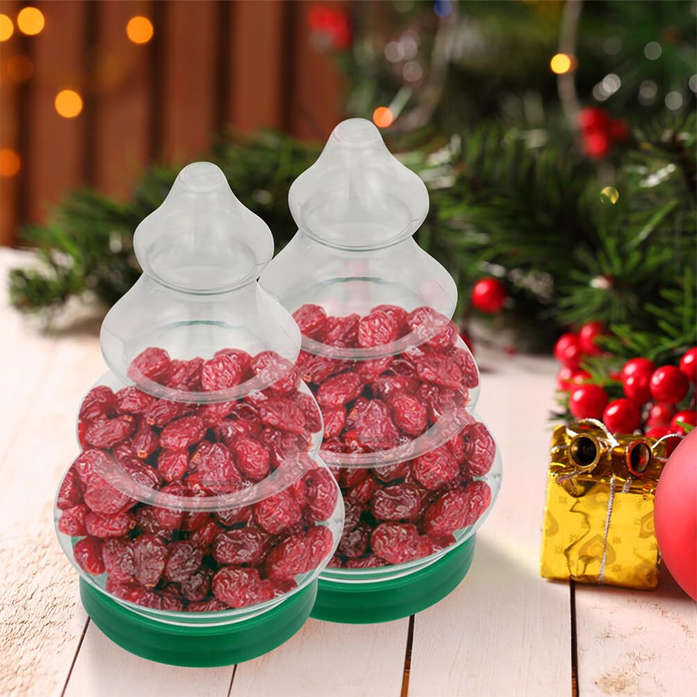 Abaodam 6pcs Fillable Christmas Tree Shape Clear Plastic Christmas Ornaments Candy Containers Candy Jars for DIY Crafts Party Favors