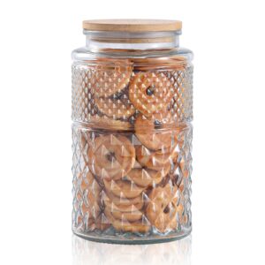 galazzz 90 oz | 0.7 gallon large cookie jar, glass jar with airtight lid, decorative kitchen canister with bamboo lids, candy jar | glass storage air tight glass 2600ml