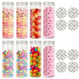 FVIEXE 8PCS 46OZ/1360ml Plastic Jars with Lids, Large Plastic Jar Clear Plastic Candy Jars for Candy Buffet, Plastic Storage Jars with Lids Empty Round Candy Containers Set for Dry Food and More