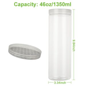 FVIEXE 8PCS 46OZ/1360ml Plastic Jars with Lids, Large Plastic Jar Clear Plastic Candy Jars for Candy Buffet, Plastic Storage Jars with Lids Empty Round Candy Containers Set for Dry Food and More