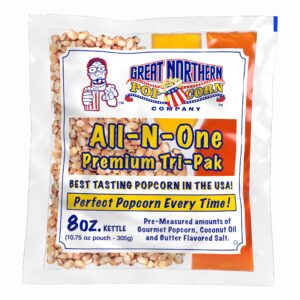 Movie Theater Style 12-Count Popcorn Packs - Pre-Measured 8-Ounce All-in-One Kernel, Salt, Oil Packets for Popping Machines by Great Northern Popcorn