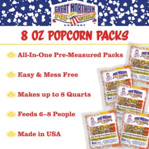 Movie Theater Style 12-Count Popcorn Packs - Pre-Measured 8-Ounce All-in-One Kernel, Salt, Oil Packets for Popping Machines by Great Northern Popcorn