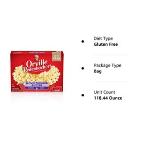 Orville Redenbacher’s Movie Theater Butter Flavored Microwave Popcorn, Gluten Free, 6 Count Popcorn Bags (6 Boxes)