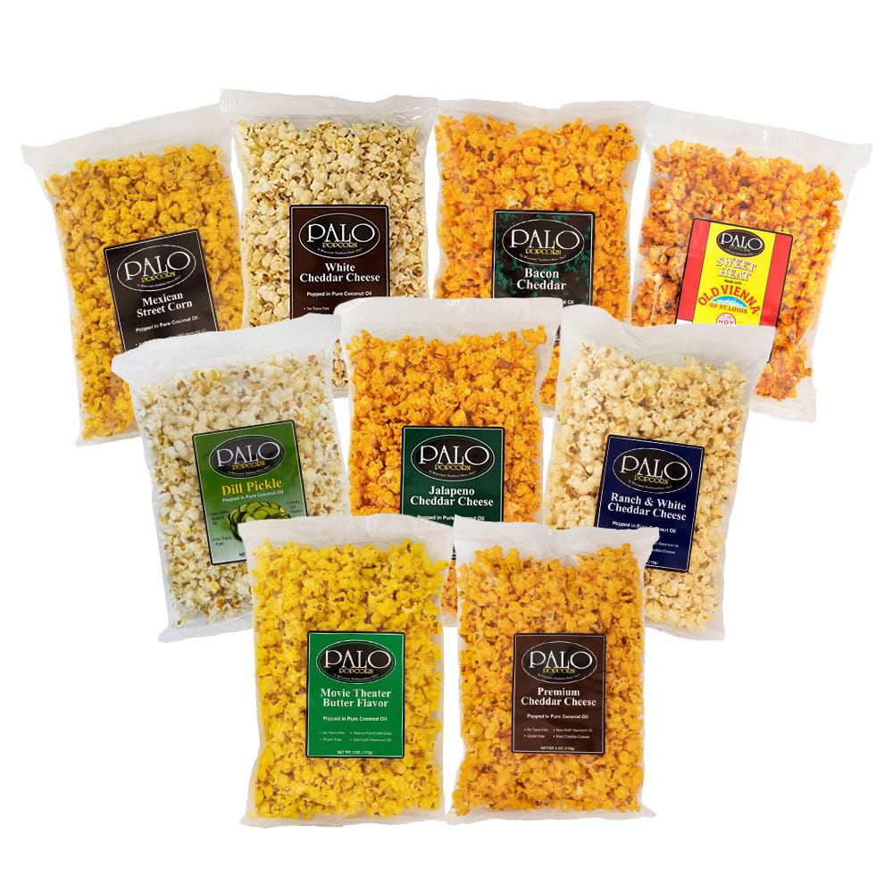 Palo Popcorn Gourmet Cheddar Cheese Popcorn Snacks, Gluten Free, Pick 6 Custom Variety Pack, 5.0-7.0 ounce bags (Pack of 6)