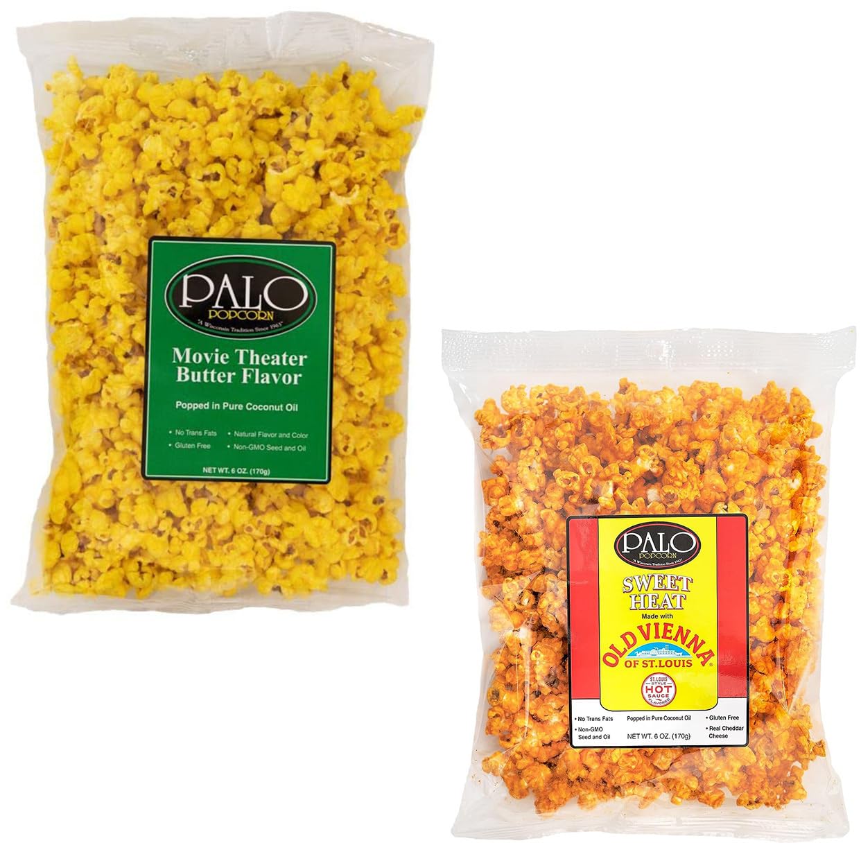 Palo Popcorn Gourmet Cheddar Cheese Popcorn Snacks, Gluten Free, Pick 6 Custom Variety Pack, 5.0-7.0 ounce bags (Pack of 6)