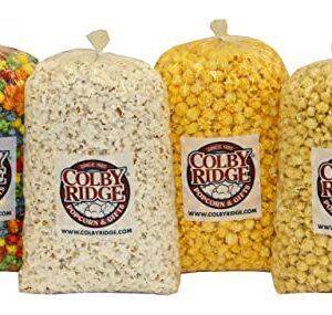 Colby Ridge 8 Gal. (128 Cups) Popcorn Sampler White, Caramel, Cheese, and Rainbow Popped Popcorn