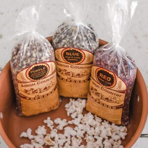 Amish Country Popcorn | 3-1 lb Bags | Purple, Red and Blue Popcorn Kernels | Old Fashioned, Non-GMO and Gluten Free (3-1 lb Bags)