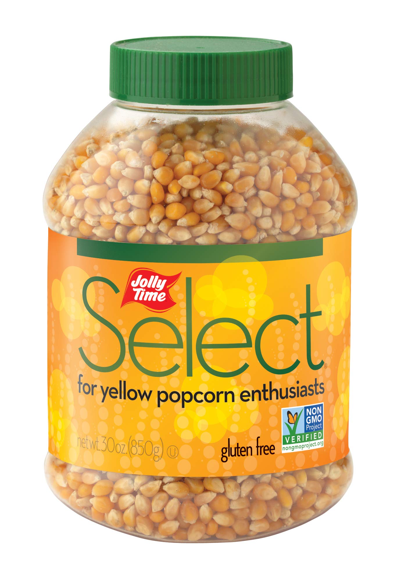 Jolly Time Popcorn Kernels, Gourmet Popping Corn for Air Popper Machine or Stovetop, Select Yellow Popcorn, 30 Ounce (Pack of 6)