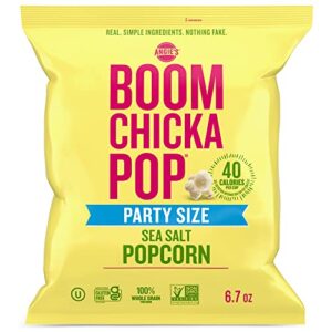 angie's boomchickapop sea salt popcorn, gluten free, party size, 6.7 oz.