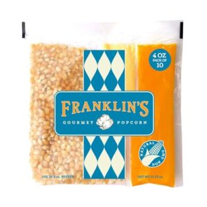 Franklin’s Gourmet Popcorn All-In-One Popcorn Packs for Popcorn Machine - 4oz Pack of 10 - Made in USA - Classic Popcorn Bags with Buttery Salt & Oil