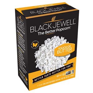 black jewell gourmet microwave popcorn, touch of butter, 10.5 ounces (pack of 6)