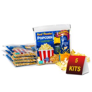 wabash valley farms real theatre popcorn: popcorn kernels for popcorn machine, kernels, popcorn kit, stove top popcorn, 5 pack popcorn kit