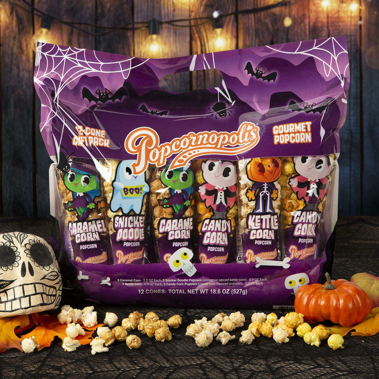 Popcornopolis Halloween Gournet Popcorn Bag (12 cones 20 oz.)