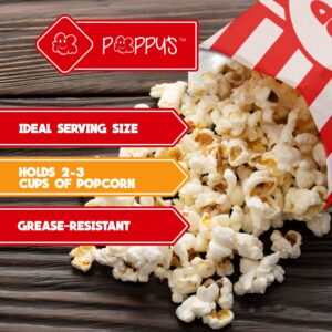 Poppy's Paper Popcorn Bags - 40 Pcs 1oz Concession-Grade Bags, Popcorn Machine Accessories for Popcorn Bars, Movie Nights, Concessions