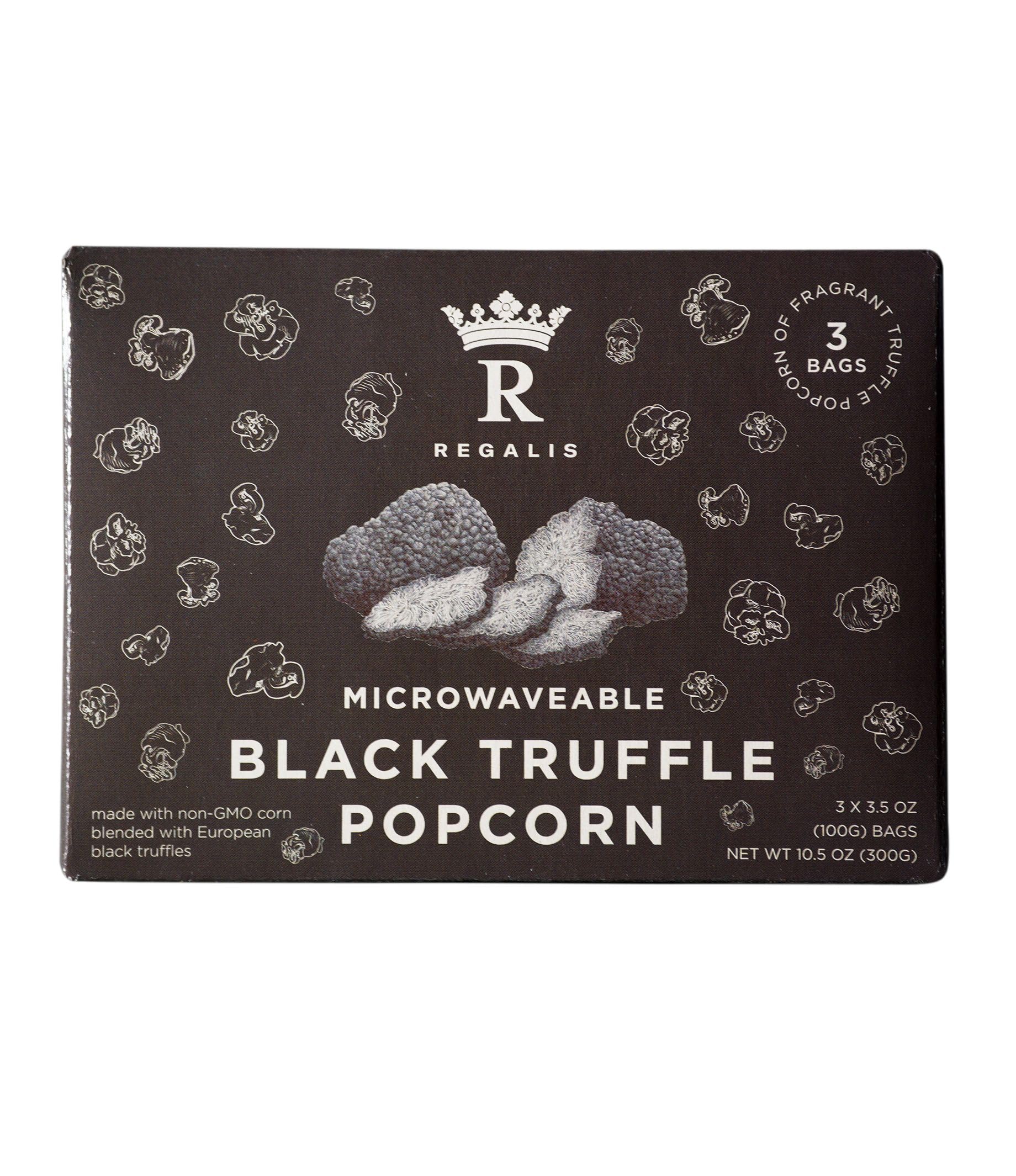 Regalis Microwavable Black Truffle Popcorn, Non-GMO Kernels, Real Black European Truffle, 3 Bags