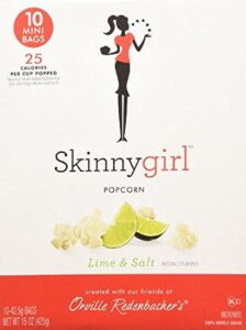 skinny girl lime & salt popcorn 10 mini bags, 15oz