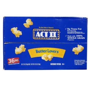 ACT 2 Butter Lovers Microwave Popcorn 5.15LB 100% Whole Grain 36 Bags