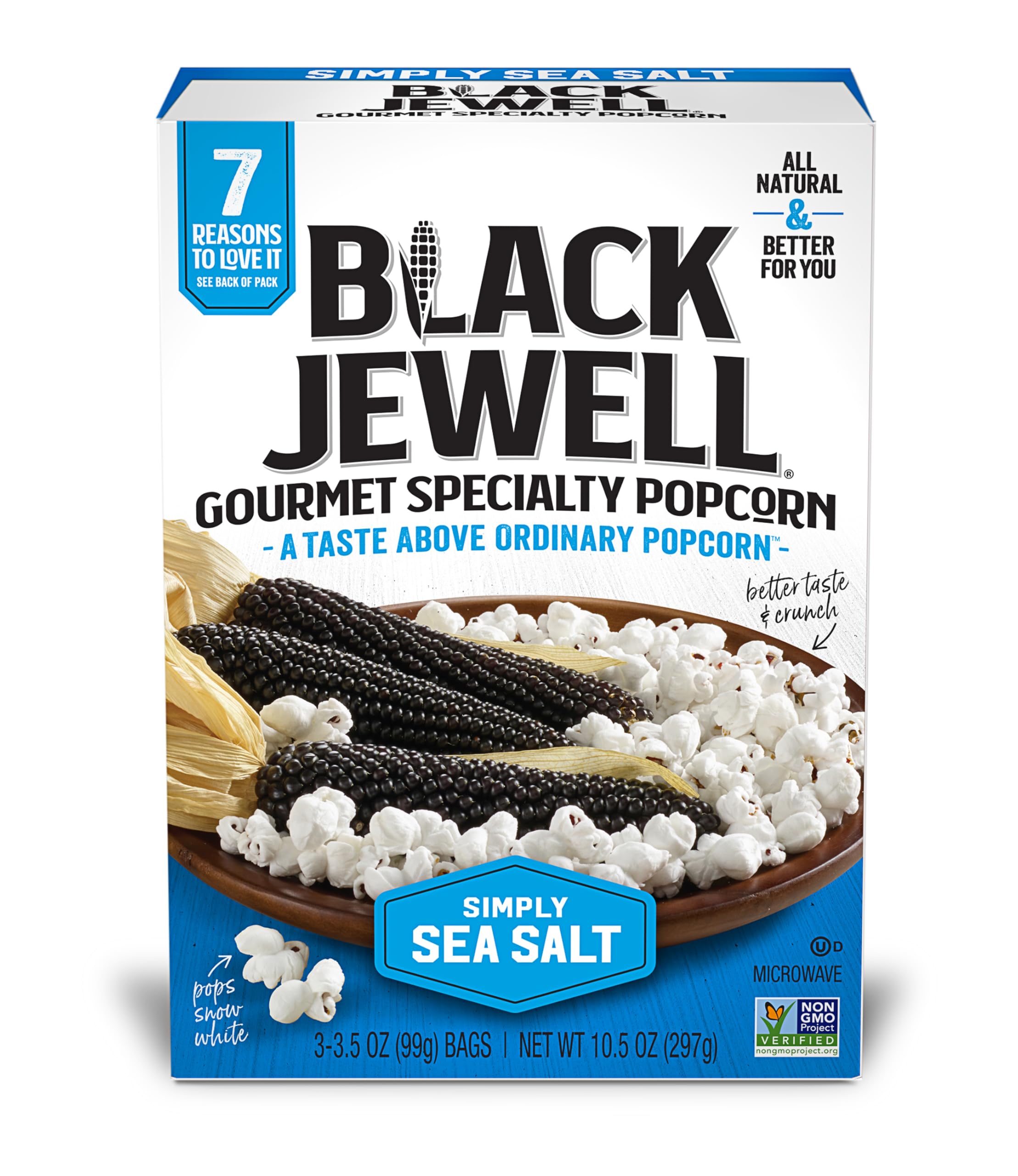 Black Jewell Gourmet Microwave Popcorn, Simply Sea Salt, 10.5 Ounces (Pack of 6)