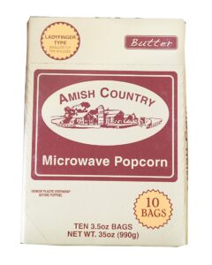 amish country popcorn | old fashioned microwave popcorn | 10 bags ladyfinger butter | non-gmo, gluten free, microwaveable and kosher (10 bags)