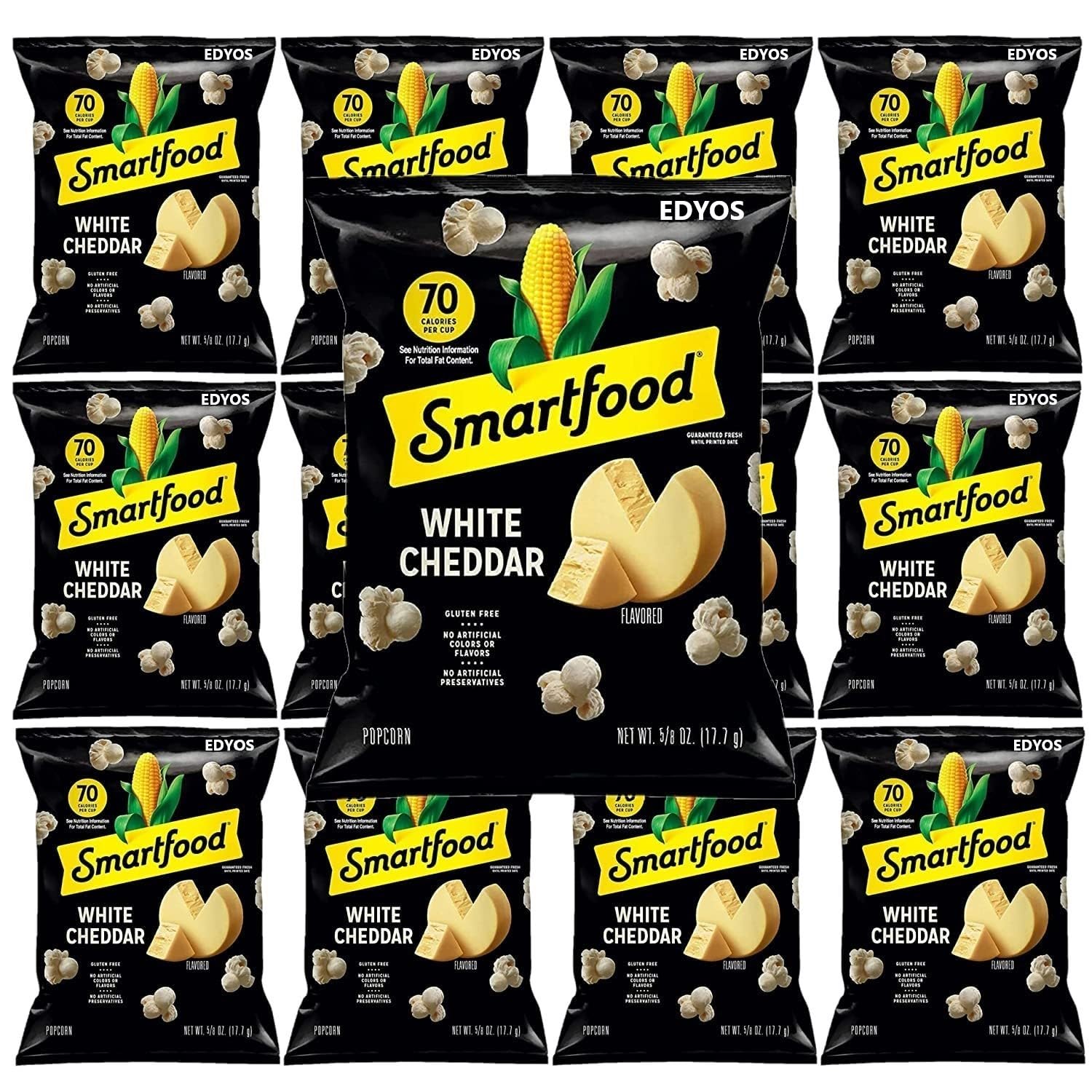 EDYOS Smartfood White Cheddar Popcorn, 5/8 oz Bags, Pack of 10