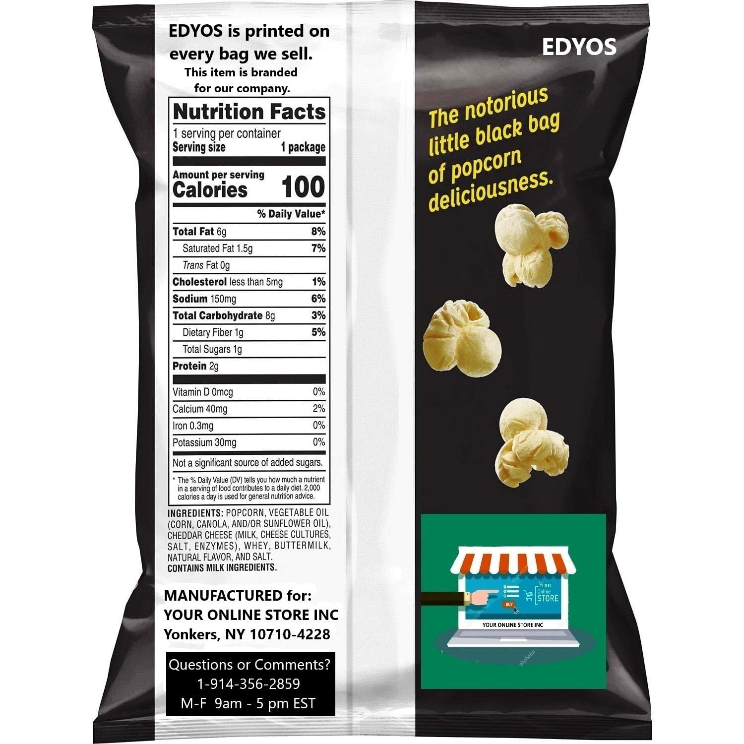 EDYOS Smartfood White Cheddar Popcorn, 5/8 oz Bags, Pack of 10