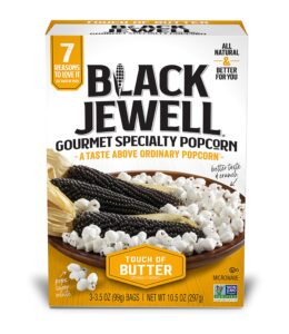 black jewell gourmet microwave popcorn, touch of butter, 10.5 ounces (pack of 3)