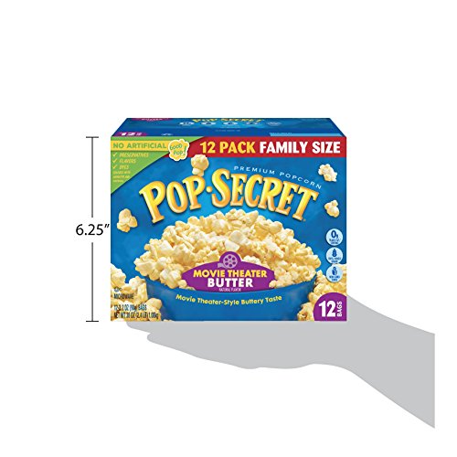 Pop Secret Popcorn, Movie Theater Butter, 3.2 Ounce Microwave Bags, 12 Count Box (Pack of 4)