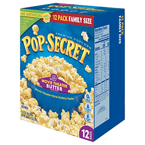 Pop Secret Popcorn, Movie Theater Butter, 3.2 Ounce Microwave Bags, 12 Count Box (Pack of 4)